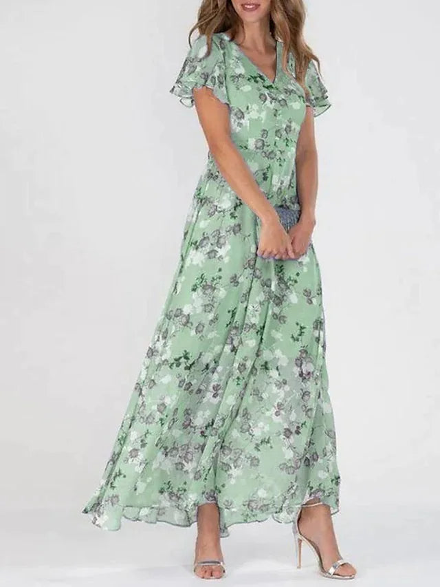 Maïlina | Robe longue fleurie à effet superposé pour femme