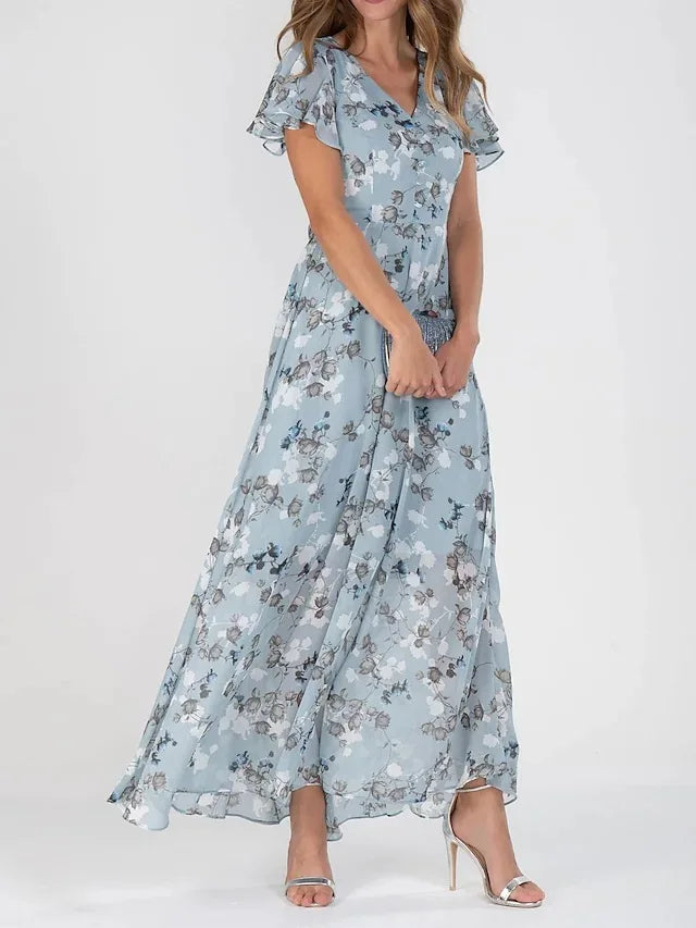 Maïlina | Robe longue fleurie à effet superposé pour femme